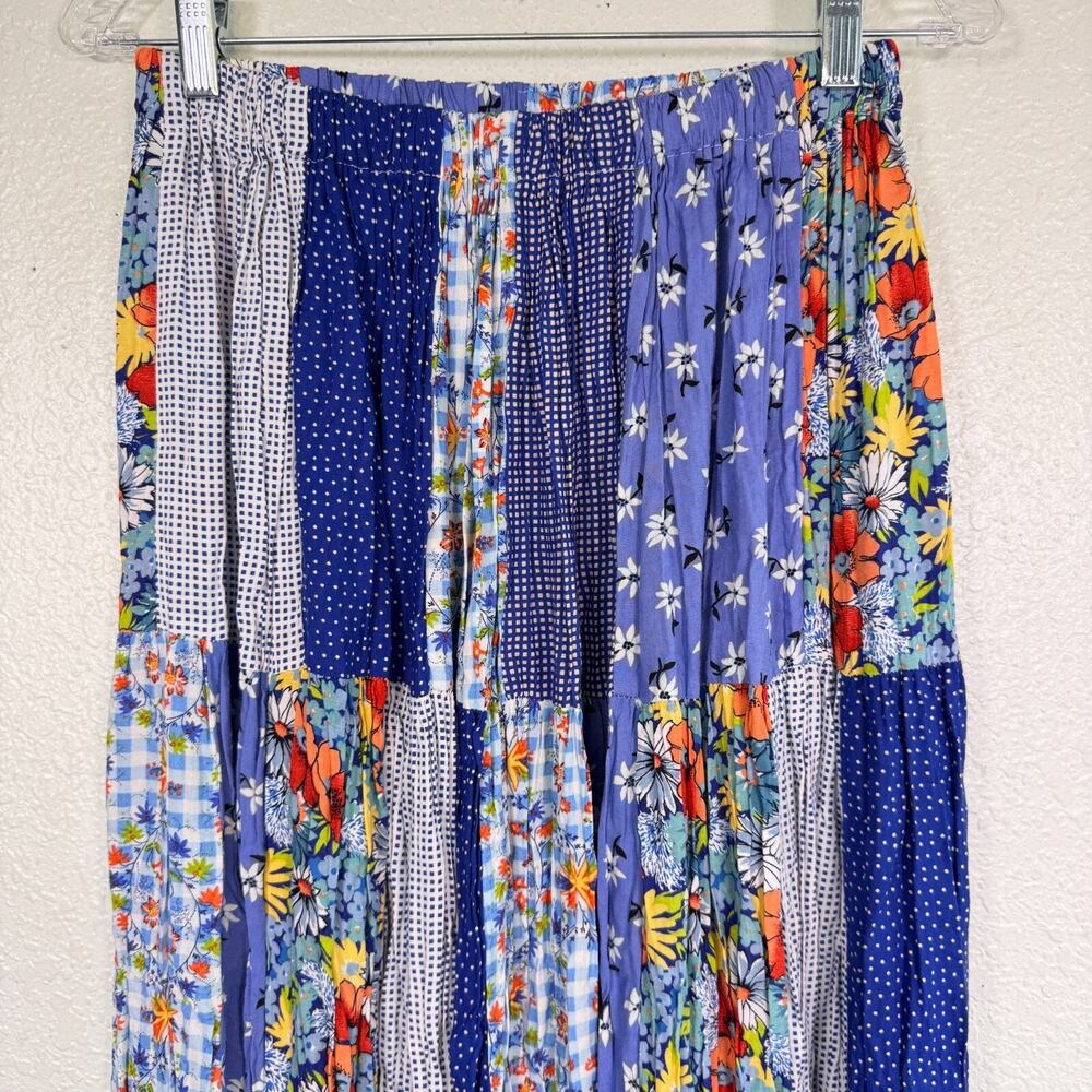 Vintage Lucia Lukken Broomskirt Skirt Womens Medium Mix Patchwork Floral Boho M - Picture 5 of 10